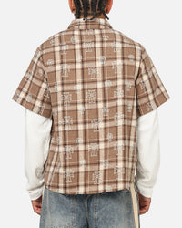 Saint Morta Sanctuary Layered Button Up Shirt Brown