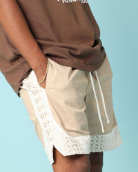 Carré Bandana Lace Shorts Stone