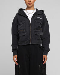 Loiter Women's Utility Cropped Hoodie Washed Black