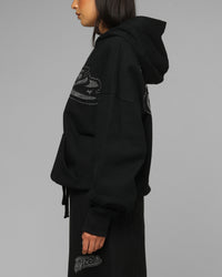 Loiter Silicone Rhinestone Zip Hoodie Black