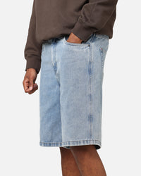 S Double Denim Standard Shorts Blue Washed Denim