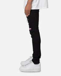 MNML X555 Crystal Skinny Denim Jeans Black/Pink
