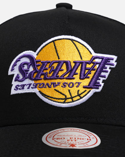 Mitchell & Ness Los Angeles Lakers 'Upside Down Logo' Pro Pinch Snapback Black