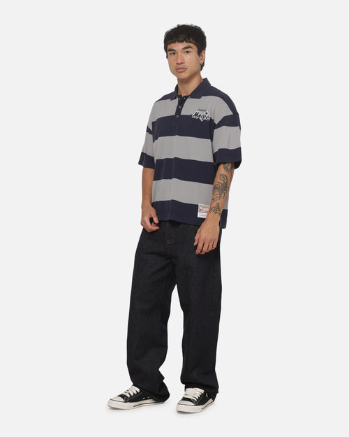 Mitchell & Ness Orlando Magic Striped Polo T-Shirt Navy
