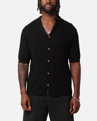 XXIII Terry Knit Button Up Shirt Black
