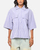 MNML Cropped Striped Short Sleeve Shirt Blue