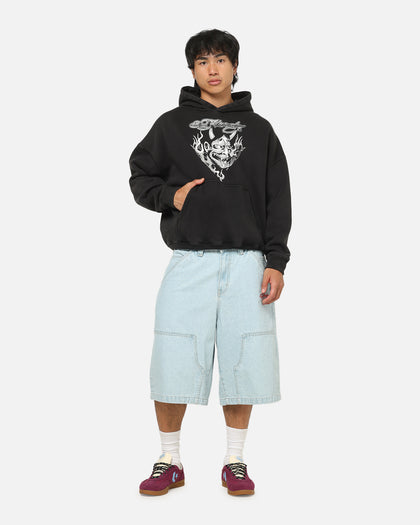 Ed Hardy Double Horns Hoodie Black Acidwash