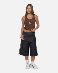 Majestic Athletic Women's Los Angeles Dodgers Rib Logo Tank Dark Chocolate