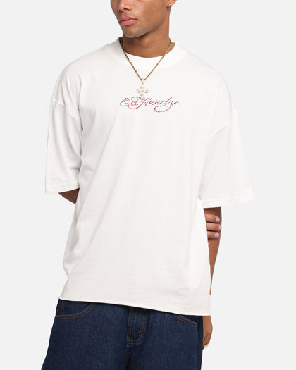 Ed Hardy Techno Rhinestone T-Shirt Off White