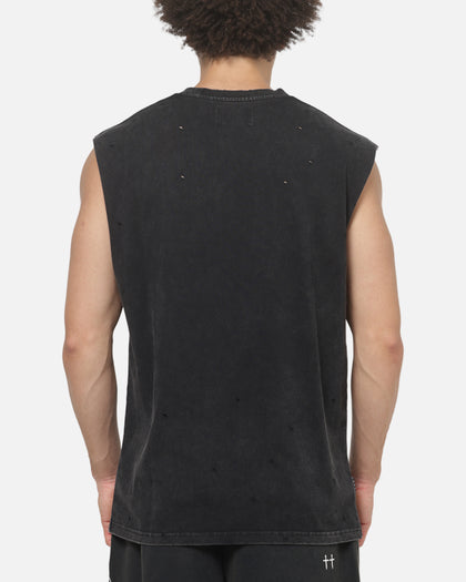 Saint Morta Devotion Oversized Muscle T-Shirt Washed Black