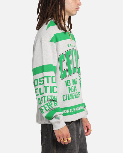 Mitchell & Ness Boston Celtics Letterform Crewneck Grey Marle/Official Team Color