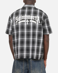 Saint Morta Paradise Studios Button Up Shirt Black Plaid