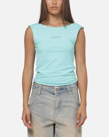 Ed Hardy Women's Cowl Back Top Dusty Blue