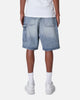 MNML Double Western Jewel Denim Shorts Blue