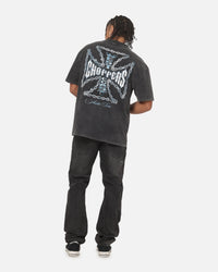West Coast Choppers Chain Cross T-Shirt Black Acidwash