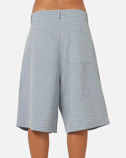 XXIII Baggy Pleated Shorts Blue Check