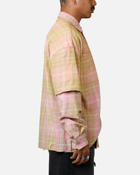 MNML Dip Fade Flannel Shirt Pink