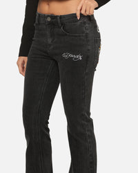 Ed Hardy Women's Tiger Bootcut Jeans Washed Black