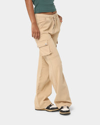 MNML Chloe Mid Rise Cargo Jeans Beige