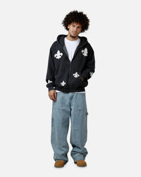 MNML Fleur Zip Up Hoodie Washed Black