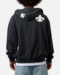 MNML Fleur Zip Up Hoodie Washed Black