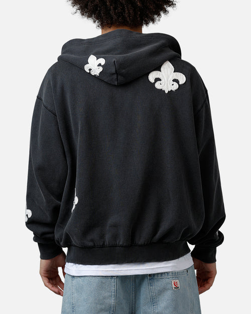 MNML Fleur Zip Up Hoodie Washed Black