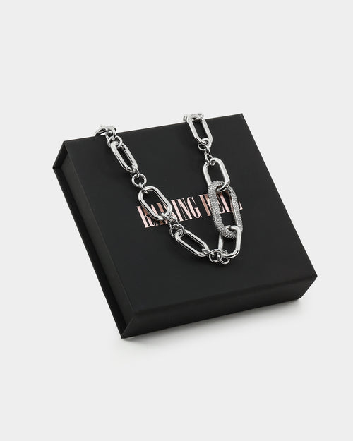 Raising Hell Women's Thick Link Chain Iced White Gold