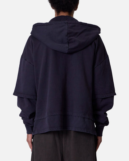 MNML Double Layer Zipper Sweater Washed Black