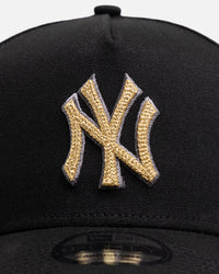 New Era New York Yankees 'Canvas Chainstitch Project X' 9FORTY A-Frame Snapback Black/Gold