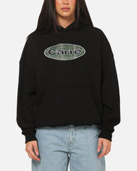 Carre Plaid Oval Hoodie Solid Black
