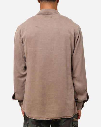 XXIII Acid Wash Button Up Over Shirt Washed Brown