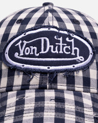 Von Dutch Distressed Plaid Dad Snapback Navy