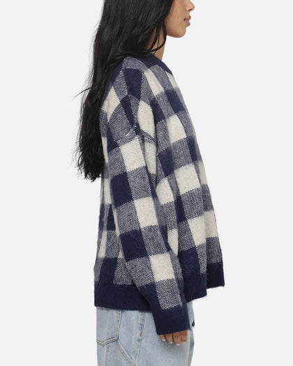 Carre Ombre Knitted Jumper Navy Plaid
