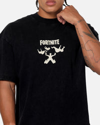 73Studio X Fortnite Where We Droppin T-Shirt Black Acidwash