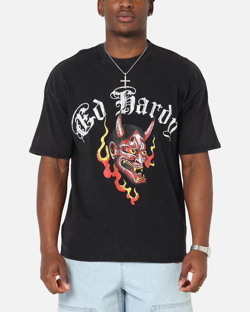 Ed Hardy Mask Of Mischief T-Shirt Black Acidwash