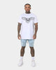 Saint Morta United Distressed Biker Shorts Light Blue