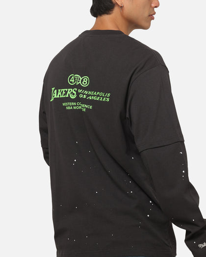 Mitchell & Ness Los Angeles Lakers 48 Mock Layer Vintage Long Sleeve T-Shirt Washed Black