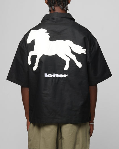 Loiter Rodeo Quarter Zip Up Shirt Black