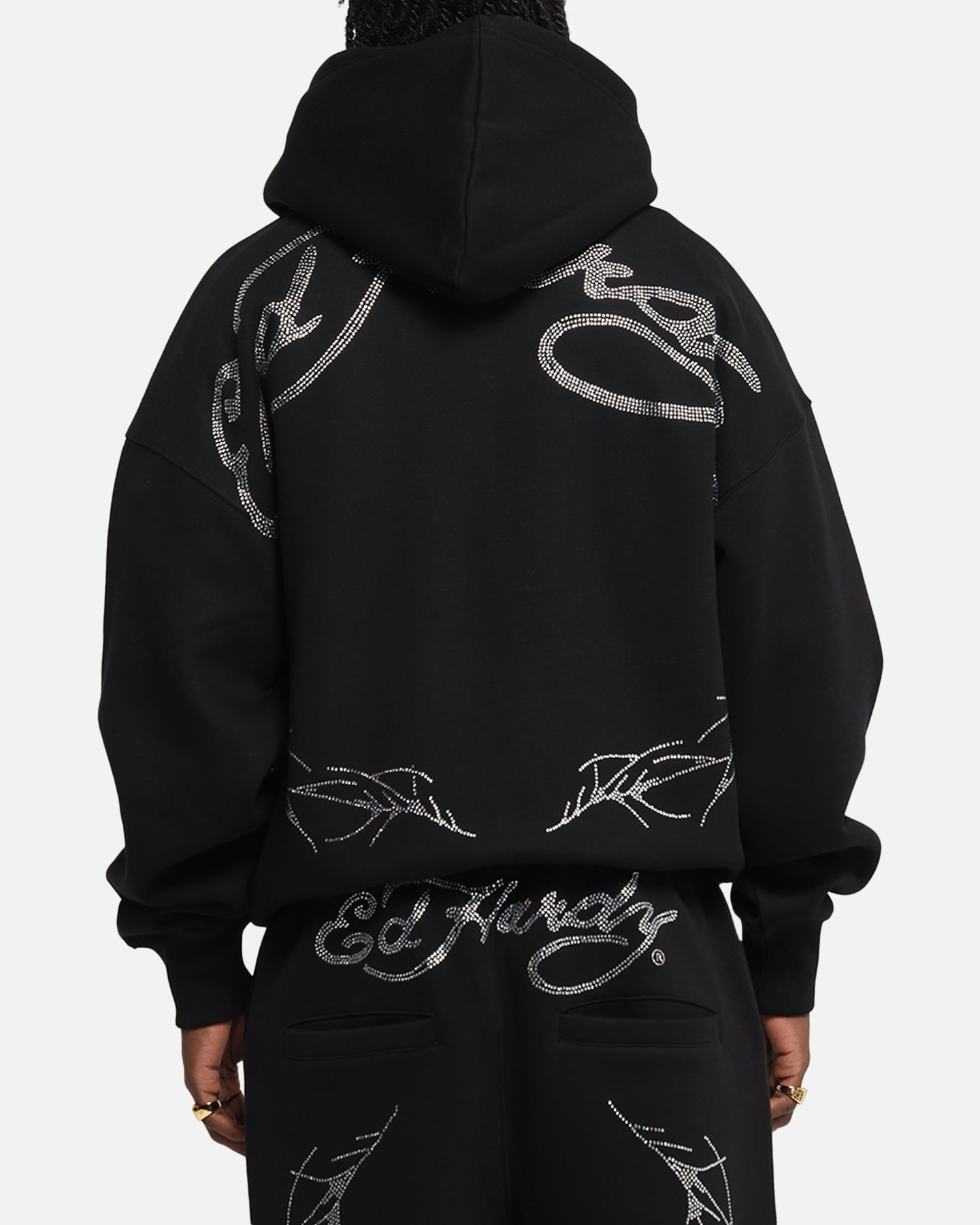 Ed Hardy Cyber Rhinestone Zip-Up Hoodie Black | Culture Kings