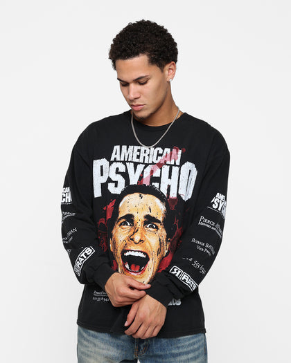 Rats Get Fat X American Psycho American Psycho Long Sleeve T-Shirt Black Wash