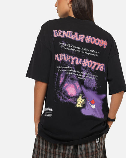 The Pokémon Collection By 73Studio Gengar Mimikyu T-Shirt Black Acidwash