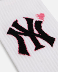 Pro Compression New York Yankees Heart Crew Sock White