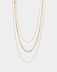 Raising Hell Women's Fine Chain Figaro Stack Necklace Set Gold