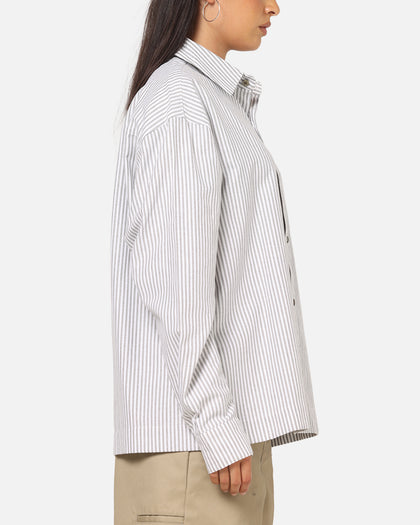 Carre Oxford Stripe Long Sleeve Button Up Shirt White/Green
