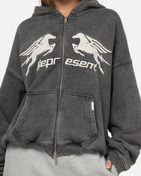 Represent Pegasus Zip Through Hoodie Vintage Grey