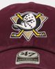 47 Brand Anaheim Ducks 47 Clean Up Strapback Plum