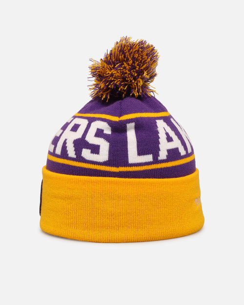 Mitchell & Ness Los Angeles Lakers Team Pom Beanie Purple