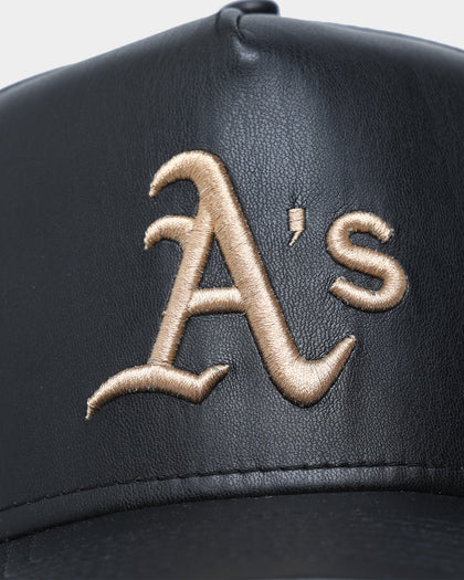New Era Oakland Athletics "Black Tan PU Leather" 9FORTY K-Frame Snapback Black/Tan