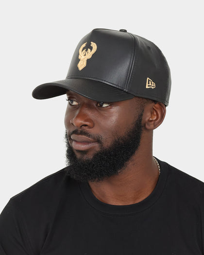 New Era Milwaukee Bucks "Black Tan PU Leather" 9FORTY K-Frame Snapback Black/Tan