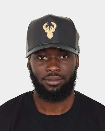 New Era Milwaukee Bucks "Black Tan PU Leather" 9FORTY K-Frame Snapback Black/Tan